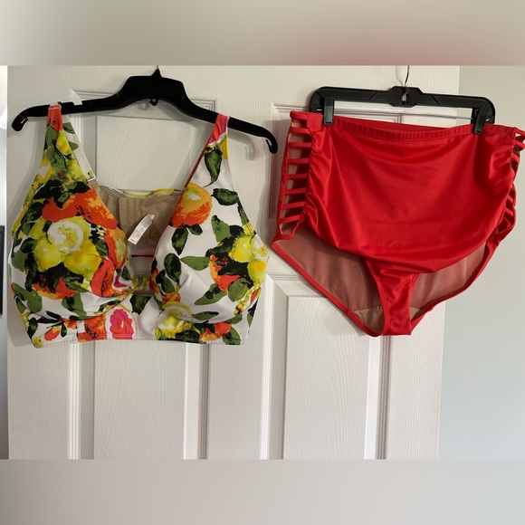 Fruit Print Longline Underwire Swim Top - Picture 2 of 4